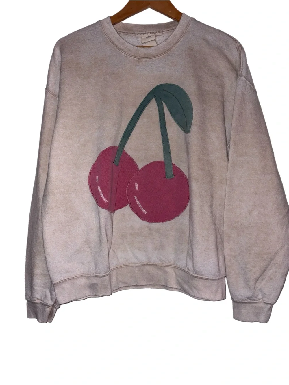 Free People Tricia Fix Fruit Crew Size Small Sand Cherry Combo NWOT